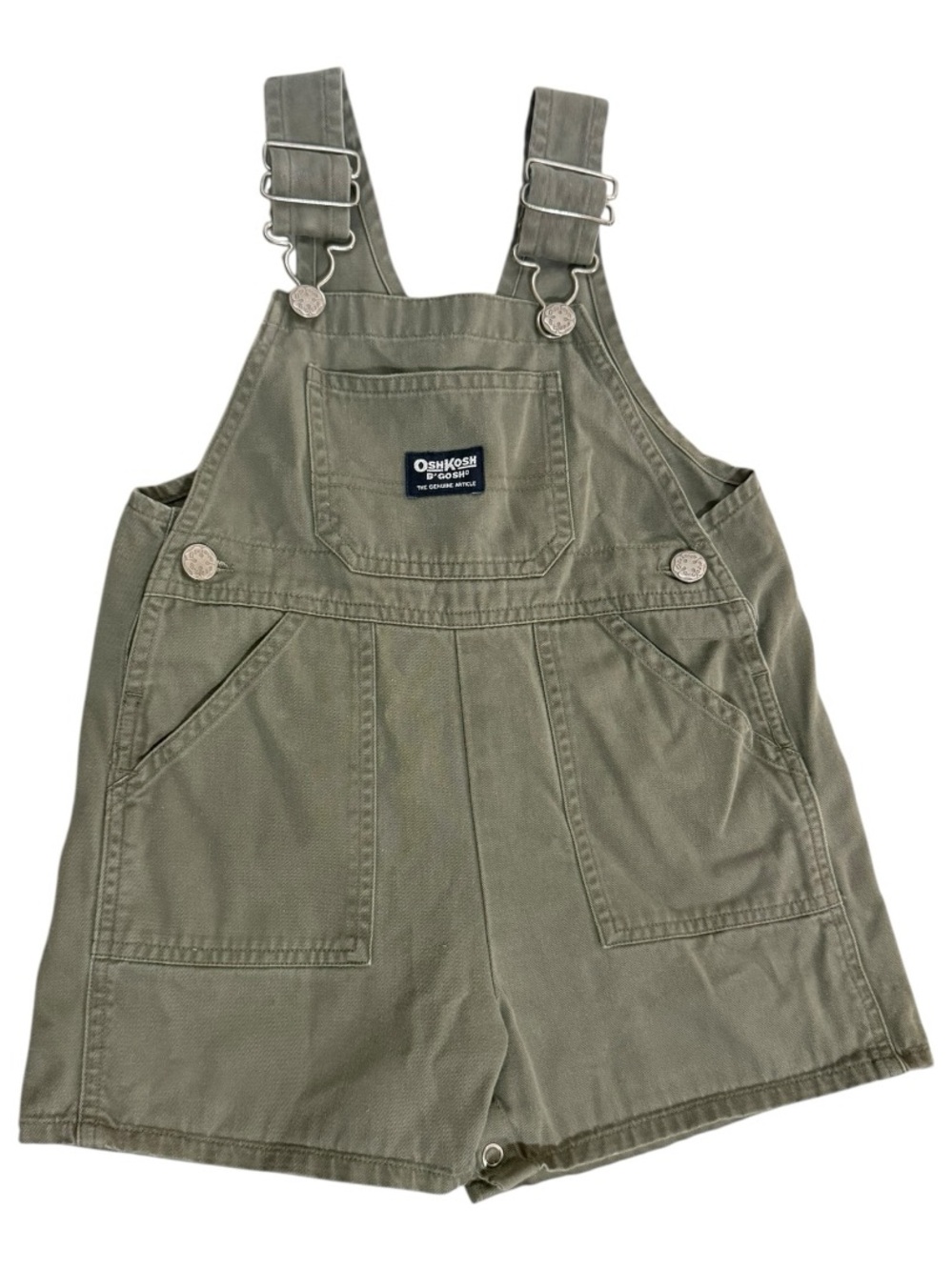 OshKosh B’Gosh Vestbak Shortalls Overalls Olive Green 2T 100% Cotton Vintage